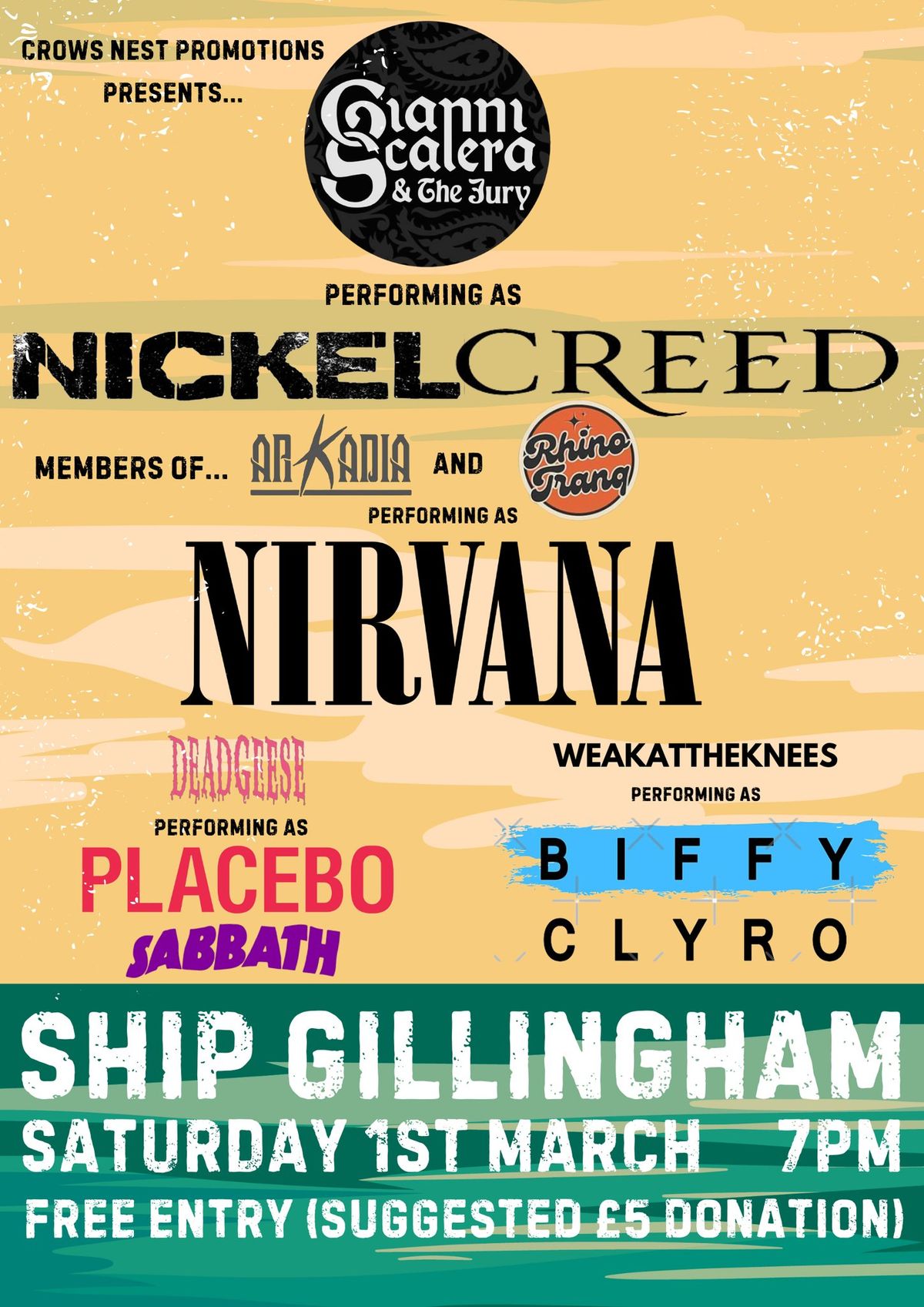 NICKELCREED (G&thejury) \/ NIRVANA (RT\/A) \/ PLACEBO SABBATH (DG) \/ BIFFY CLYRO (WATK) - SHIP GILLS