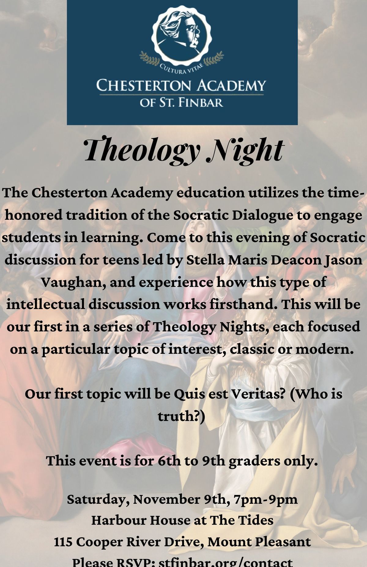 Theology Night \u2014 Chesterton Academy of St. Finbar