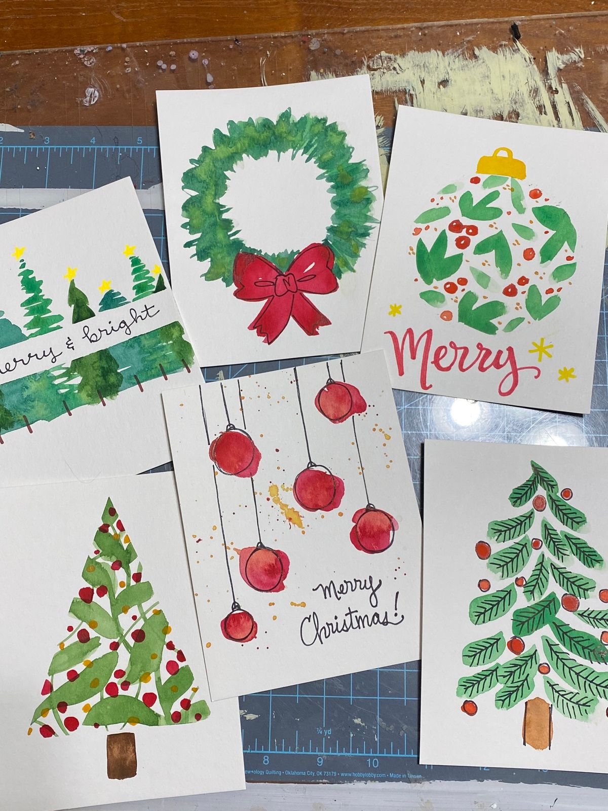 Watercolor Workshop - Christmas Cards - Festive Variety 6 pack