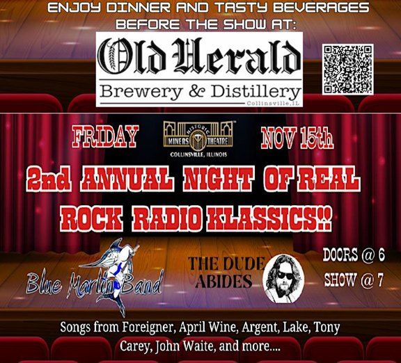 Enjoy Dinner, Tasty Beverages and A Night Of Real Rock Radio Klassics hosted by Mark Klose!!