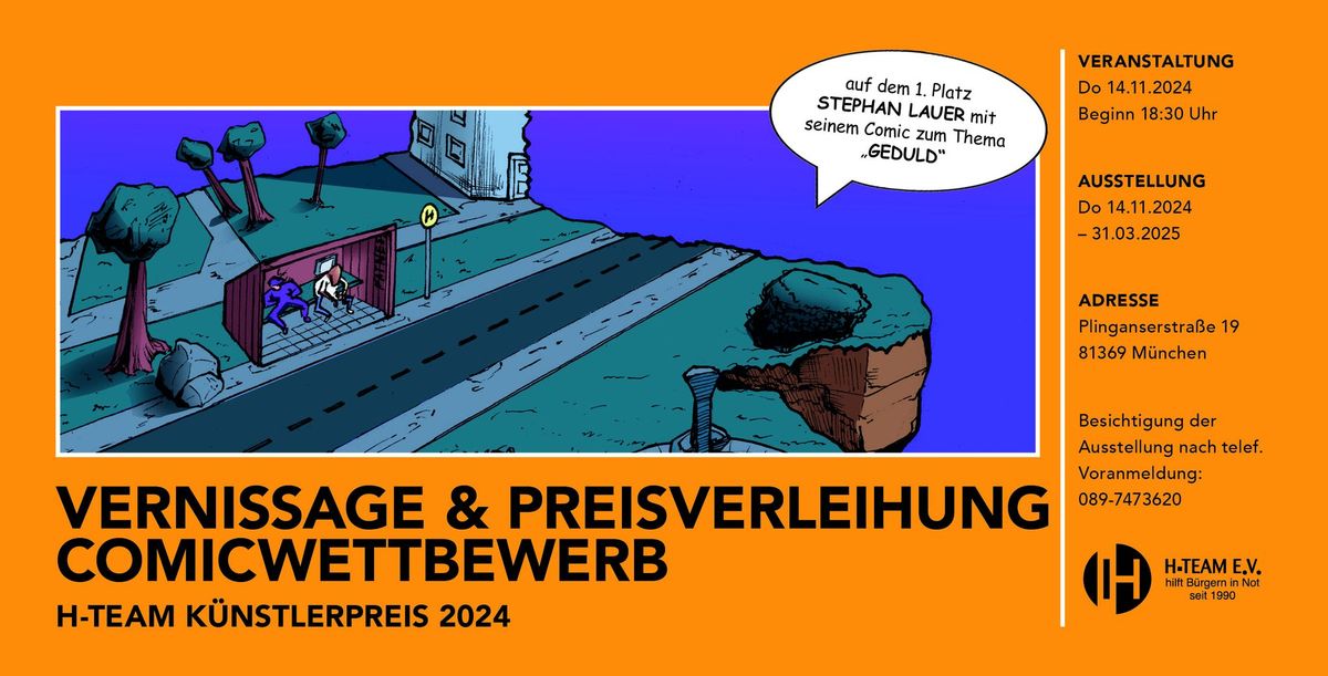 Vernissage und Preisverleihung H-TEAM e.V. Comicwettbewerb 2024 zum Thema \u201eGeduld\u201c