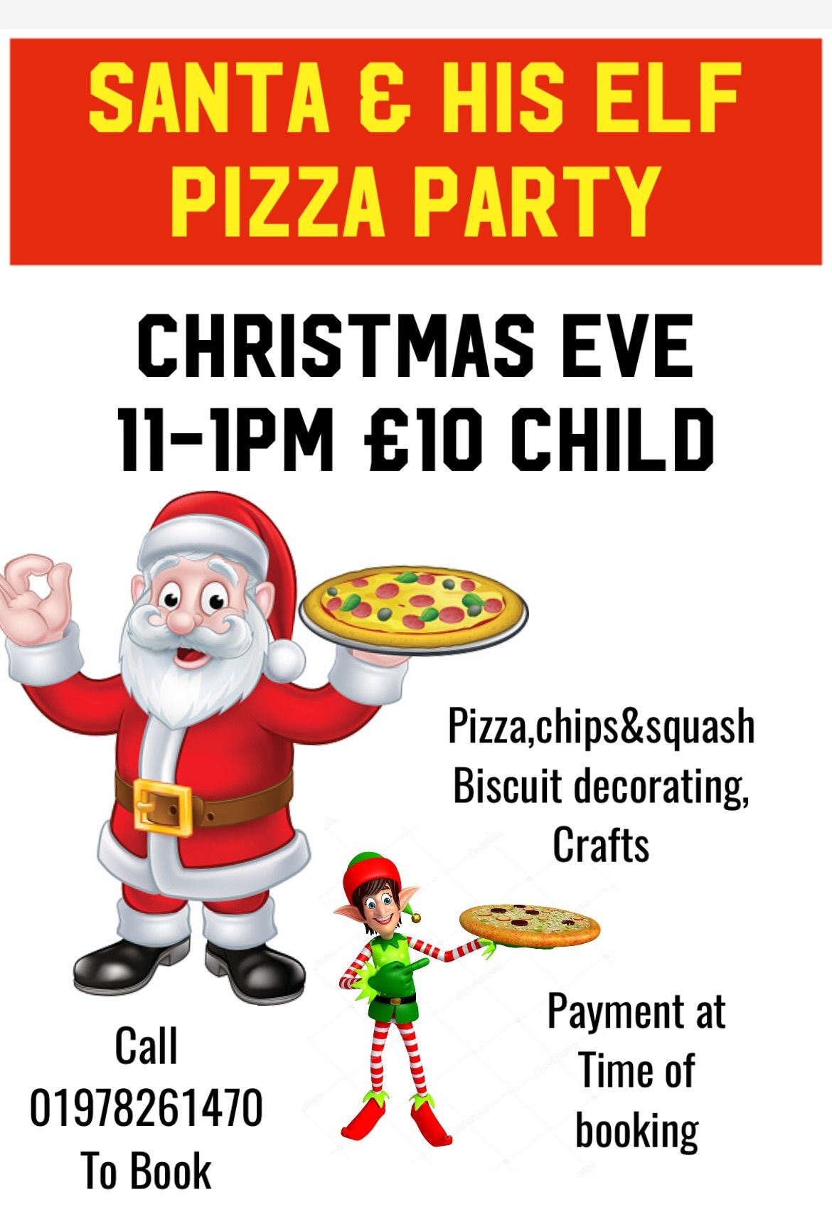 Santa & Elf Pizza party Christmas Eve