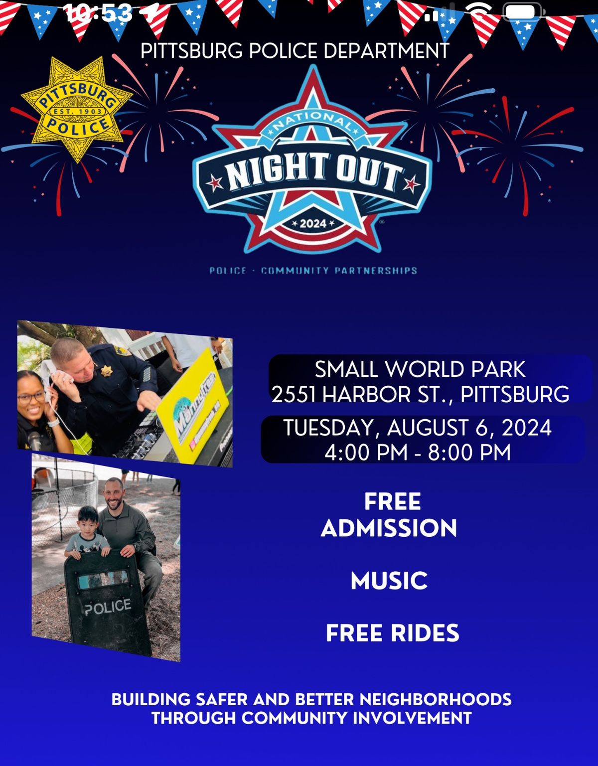 National Night Out , Small World Park, Pittsburg, 6 August 2024