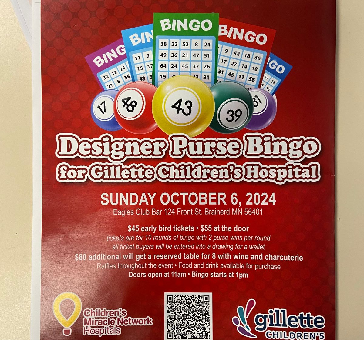 Designer Purse Bingo for Gillette Children\u2019s Hospital 