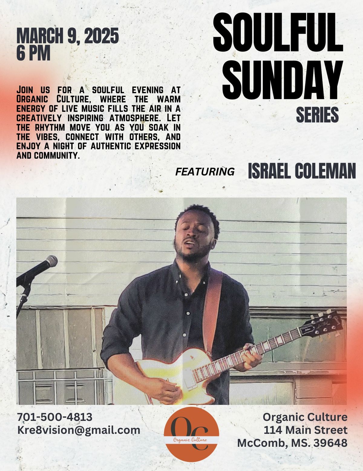 Soulful Sunday Series: March 9th - Israel Coleman