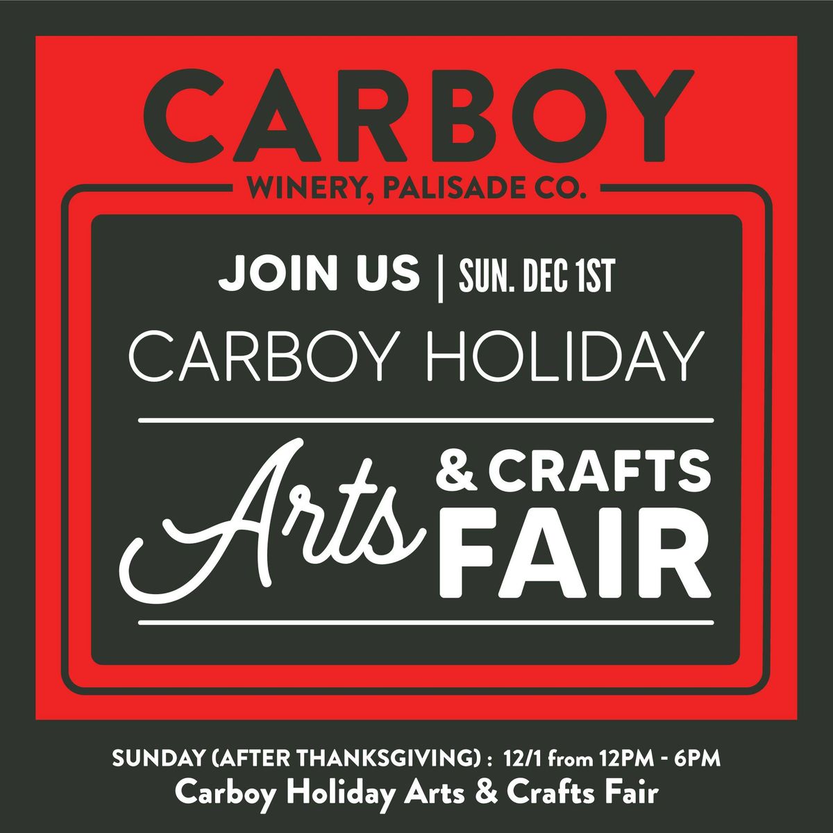 Carboy Winery Holiday Craft Fair!