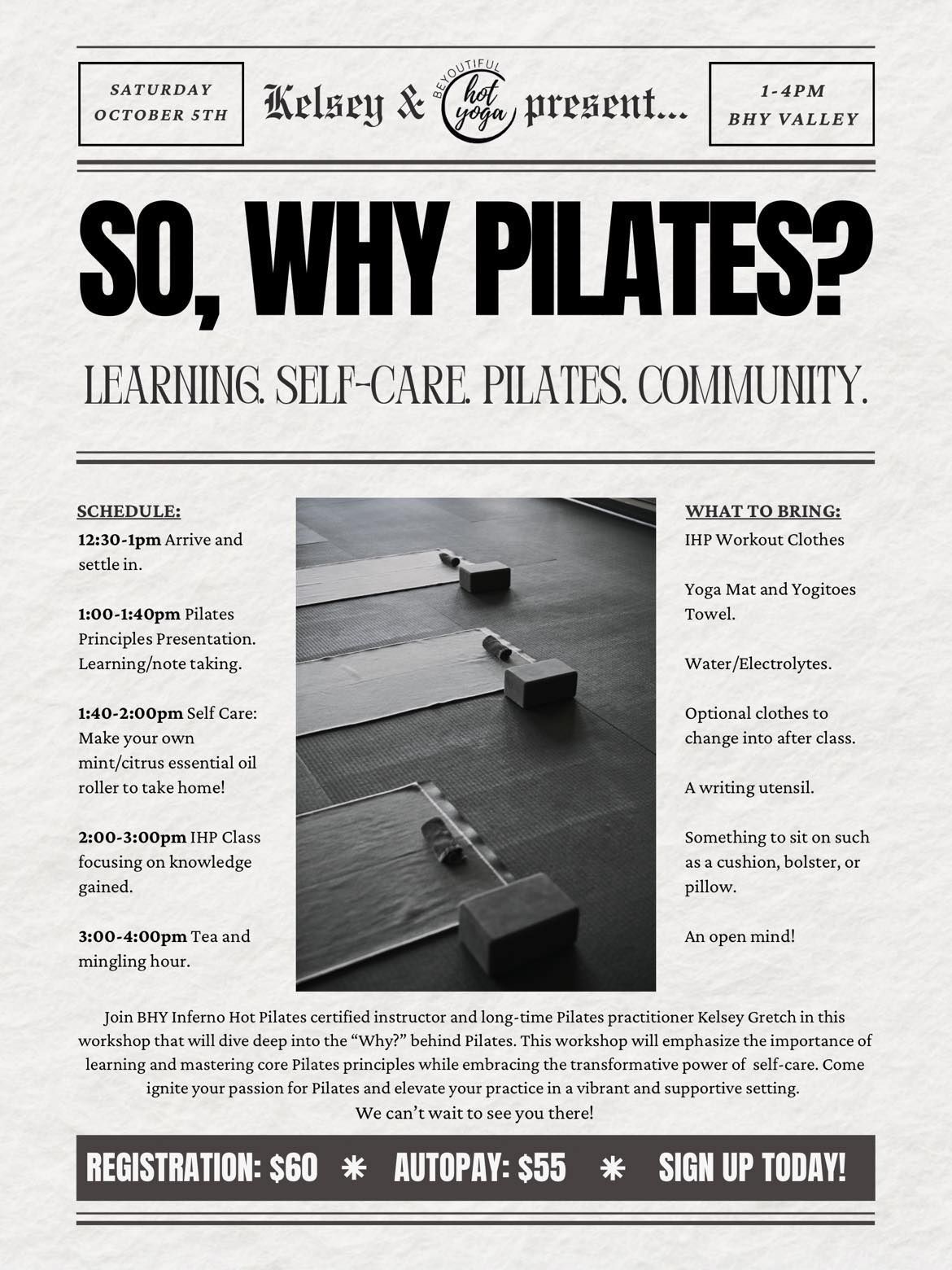 Pilates Principles and Self Care Workshop