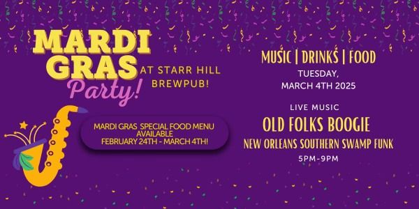 Mardi Gras Party at Starr Hill Brewpub!