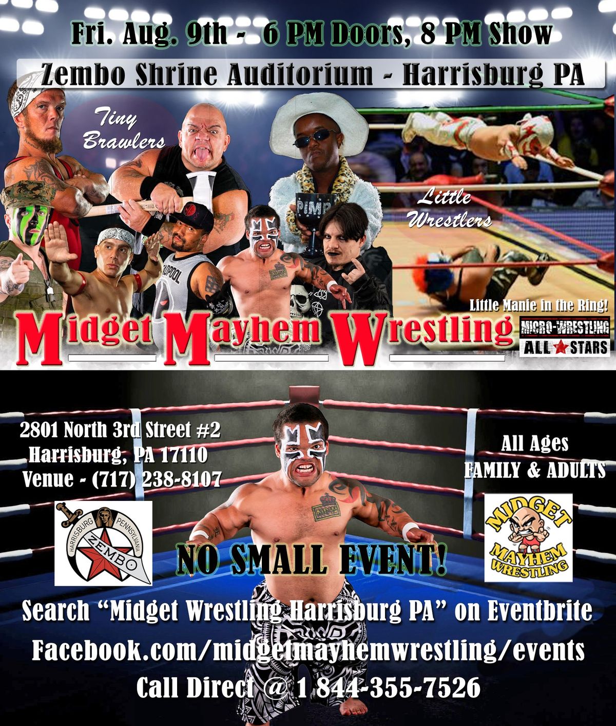Midget Mayhem Little Mania Micro-Wrestling Event - Harrisburg PA (All-Ages)