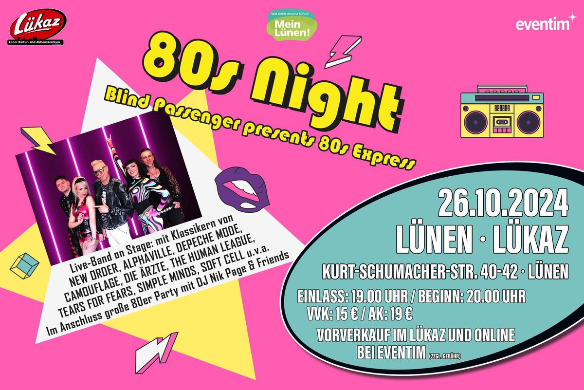 80s Night mit 80s Express live + 80er Party