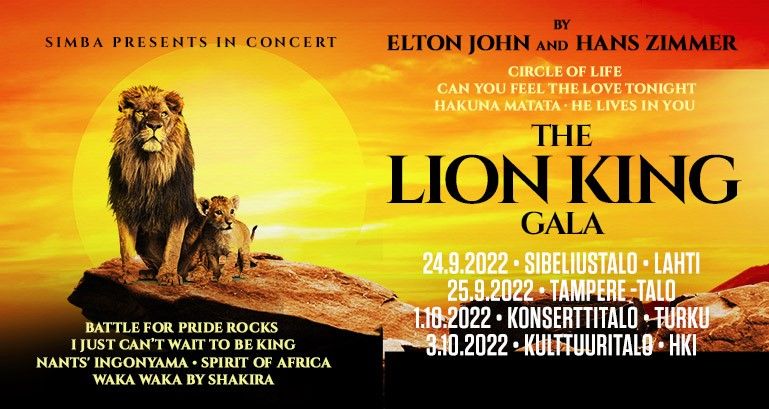 SIIRTYY: Huom. Uusi p\u00e4iv\u00e4 3.10.2022 - The Lion King Gala, Kulttuuritalo Helsinki