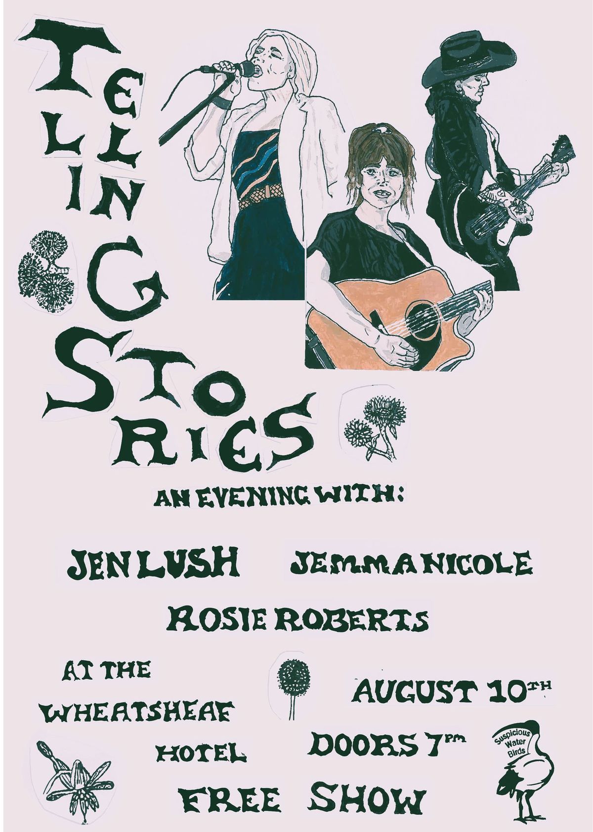 Telling Stories - An Evening with Jen Lush, Jemma Nicole and Rosie Roberts - a FREE show.