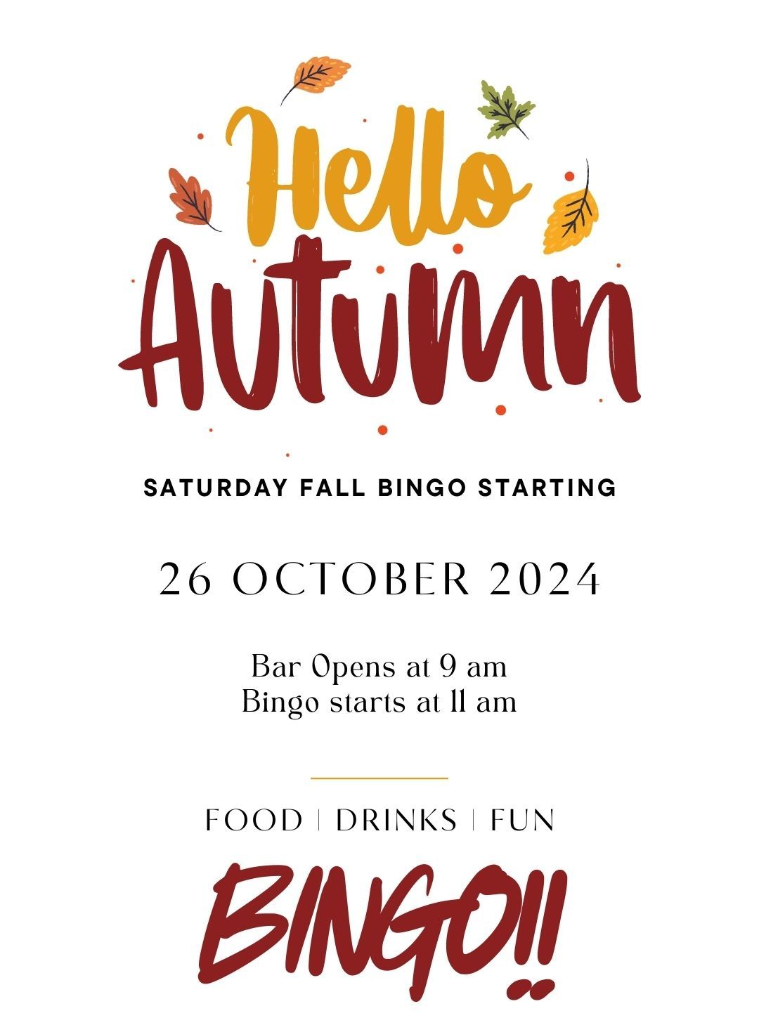 Saturday Fall Bingo