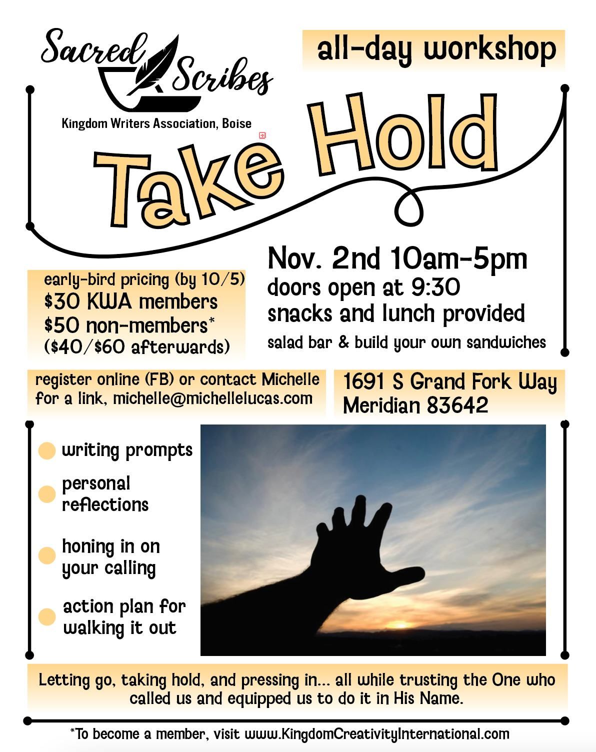 Sacred Scribes "Take Hold" All-day Workshop