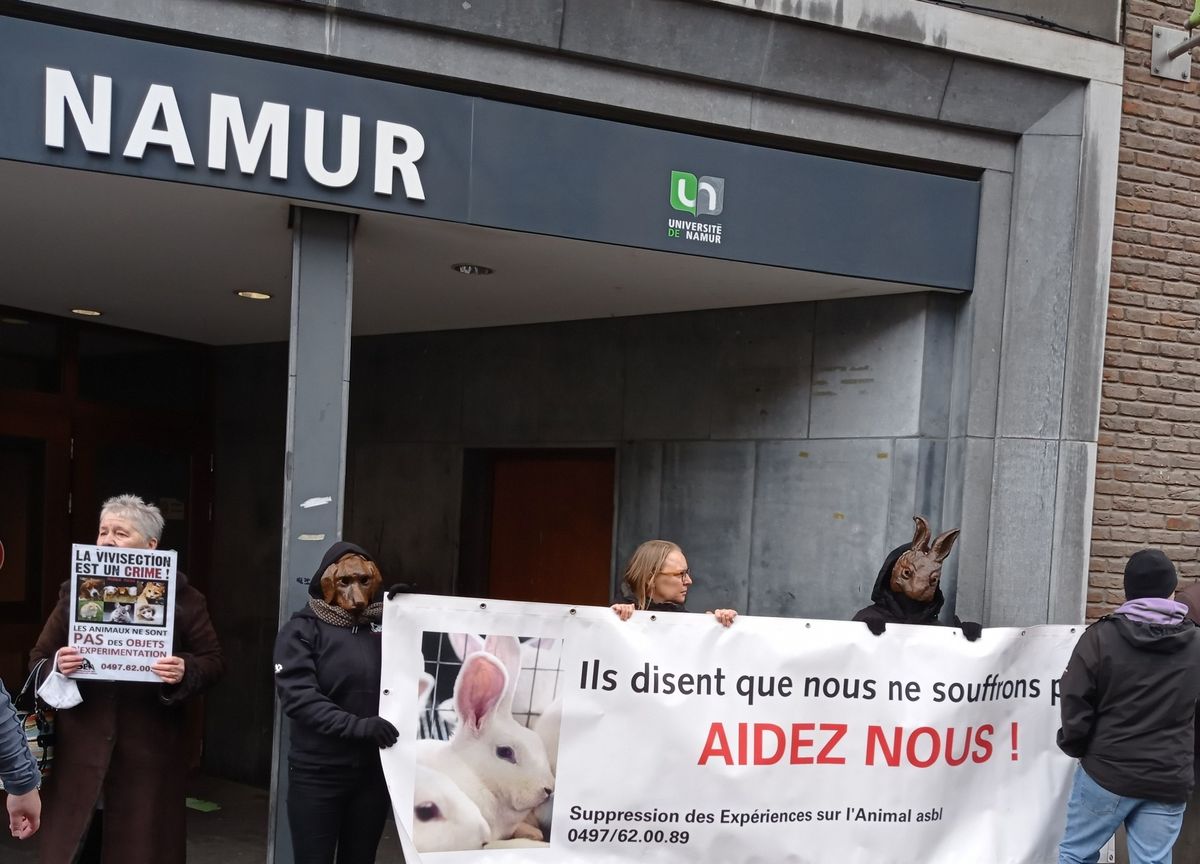 Manifestation contre les tortures inflig\u00e9es aux animaux dans les labos