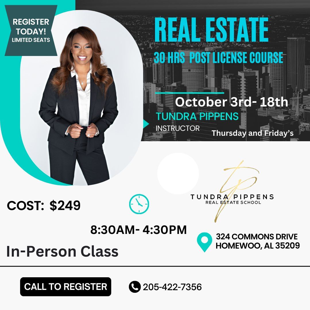 30-Post License Requirement Class for New Real Estate Agents in Alabama