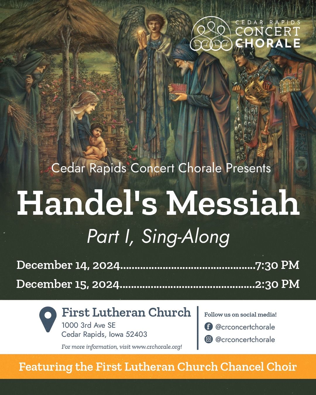 "Handel's MESSIAH Sing-Along" performed by the Cedar Rapids Concert Chorale