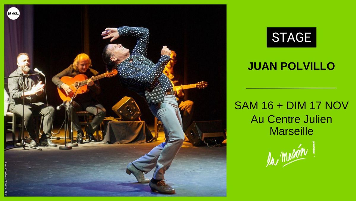 STAGE FLAMENCO par JUAN POLVILLO - SAM 16 et DIM 17 NOVEMBRE @Centre Julien - MARSEILLE