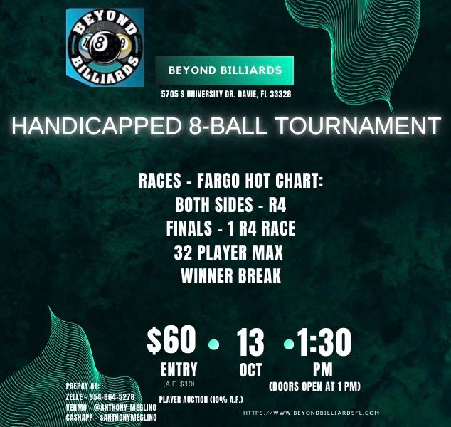 10\/13\/2024 BAM Events Presents: Handicapped 8-ball tournament