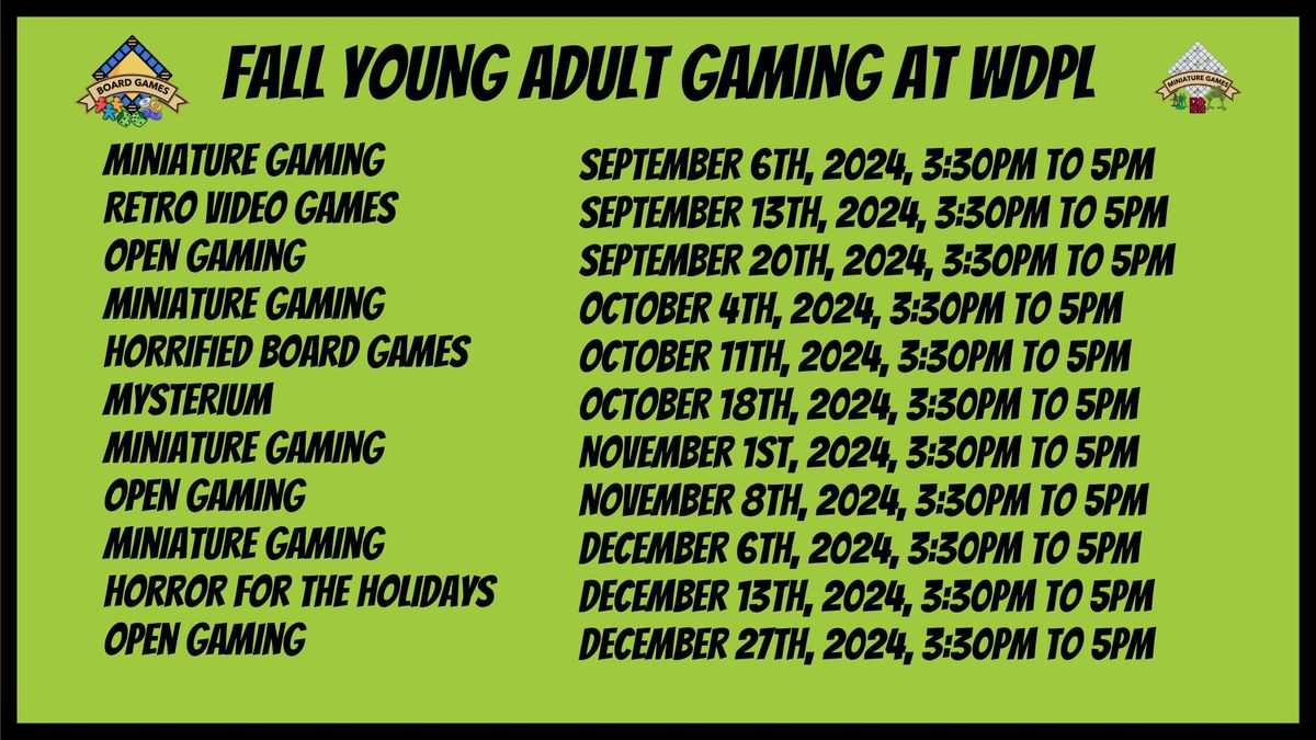 Fall Young Adult Gaming at WDPL