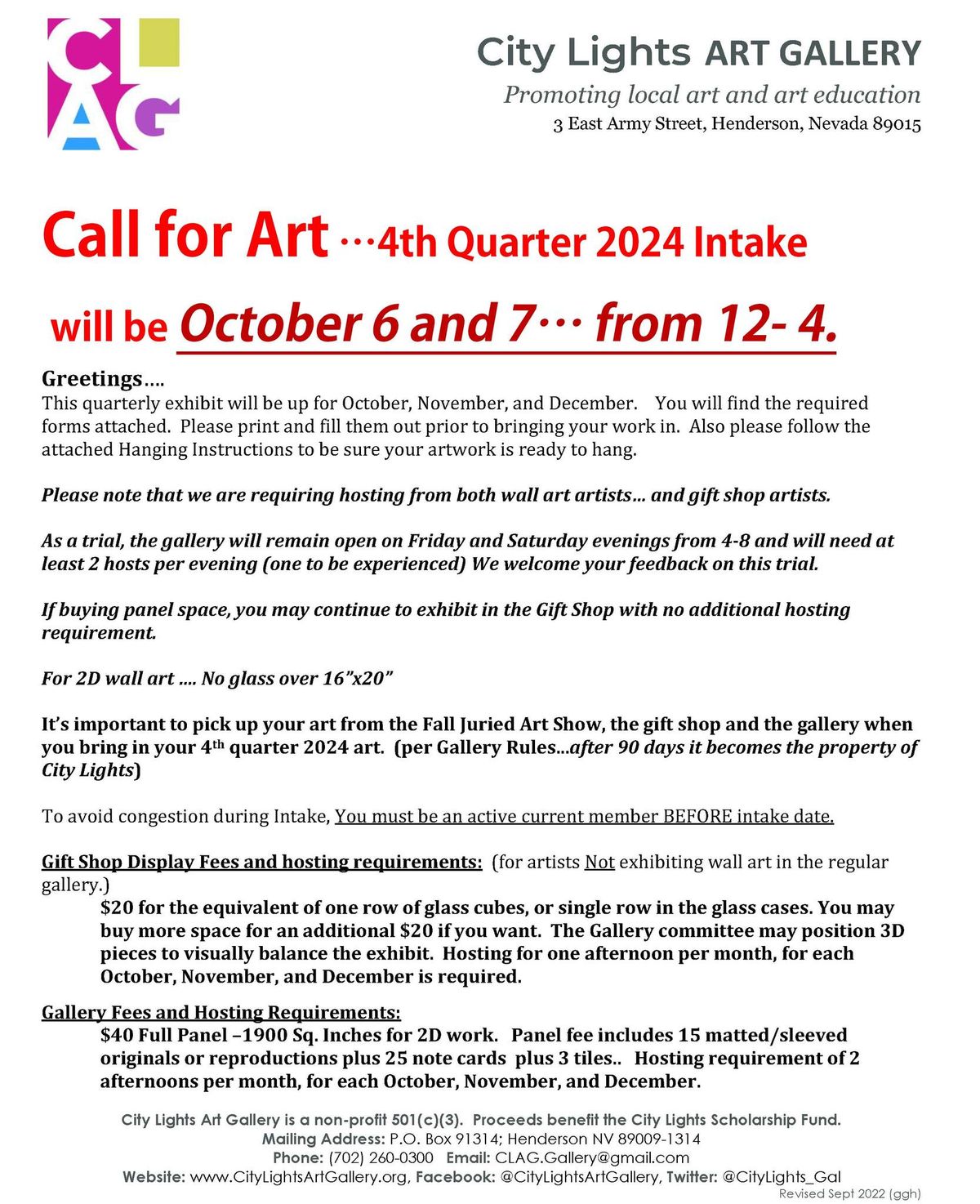 Call for Art 4th Quarter