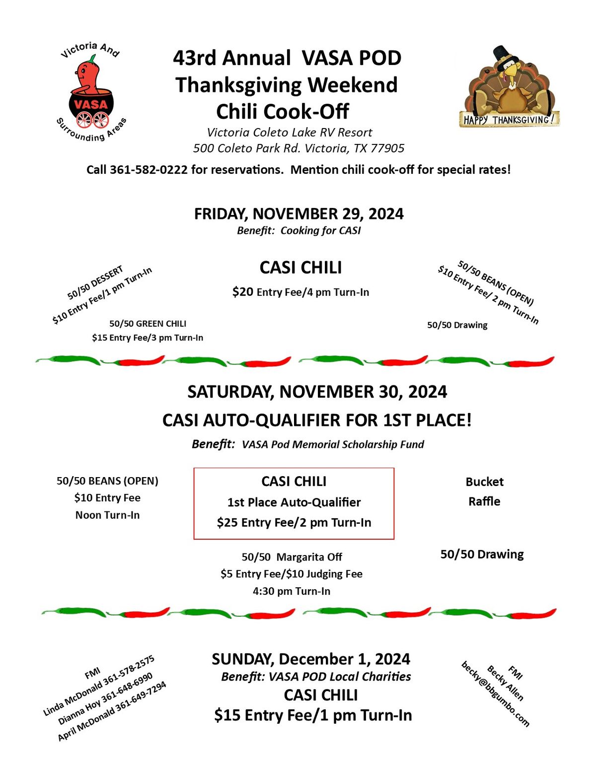 43rd annual VASA Pod Thanksgiving CASI Chili Cook-Off