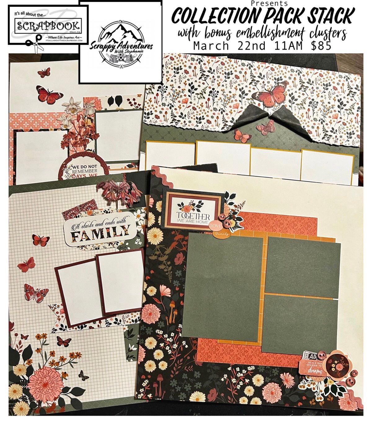 Scrappy Adventures with Stephanie Presents: Collection Pack Stack with Bonus Embellishment Clusters