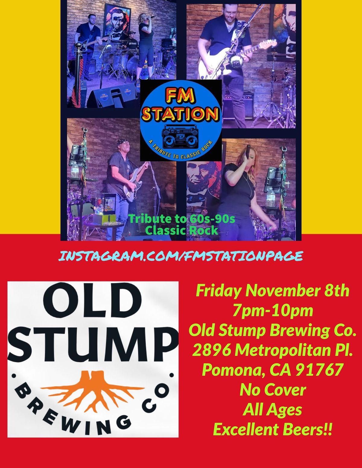 FM Station (60s-90s Tribute to Classic Rock) first time in at Old Stump!!