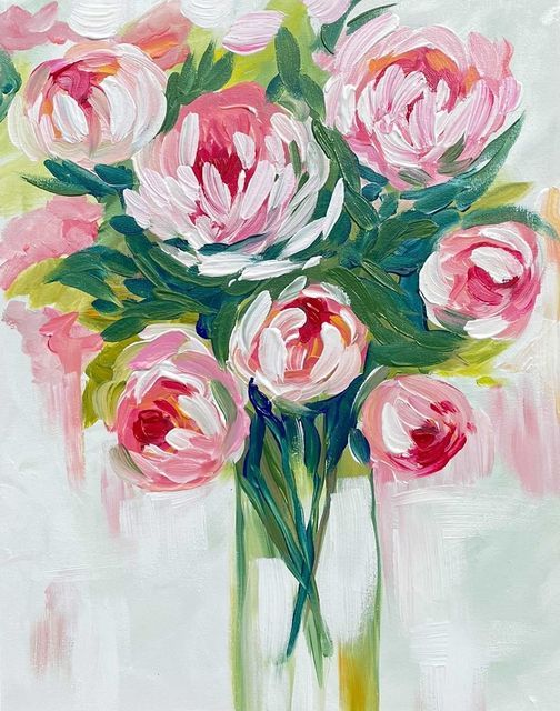 Paint and Wine Night- Peony Bouquet