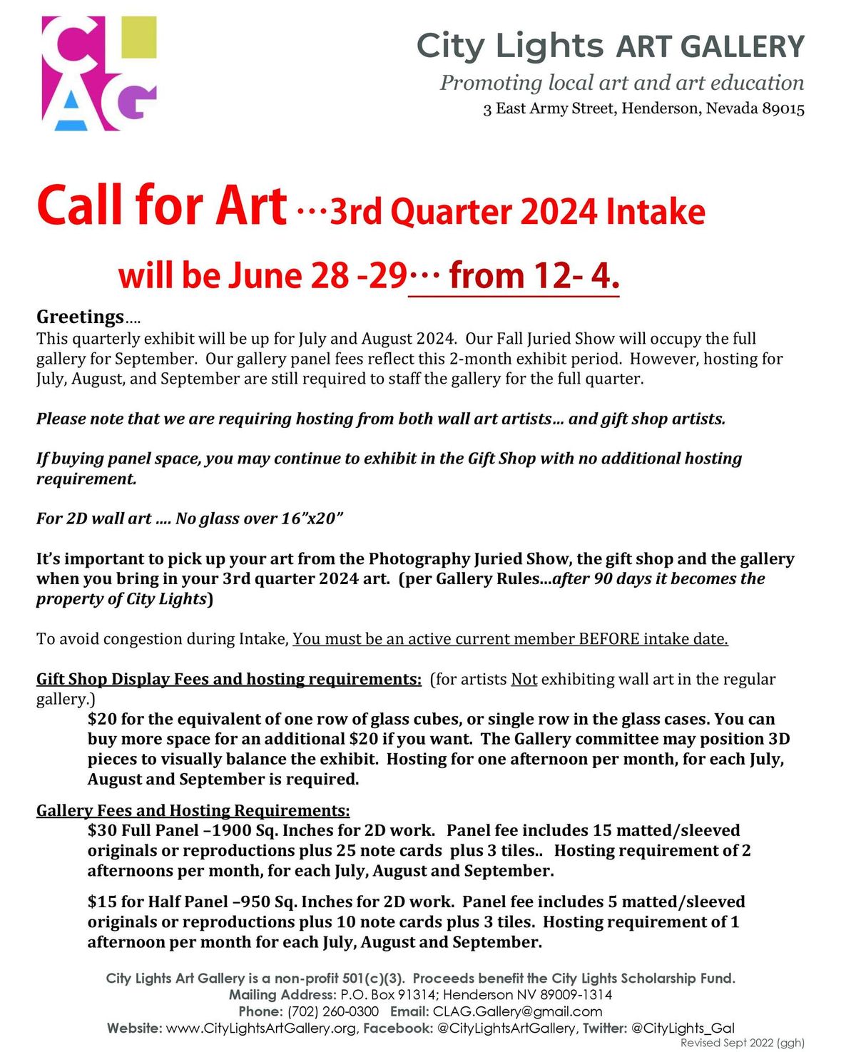 Call for Art 3rd Quarter 2024
