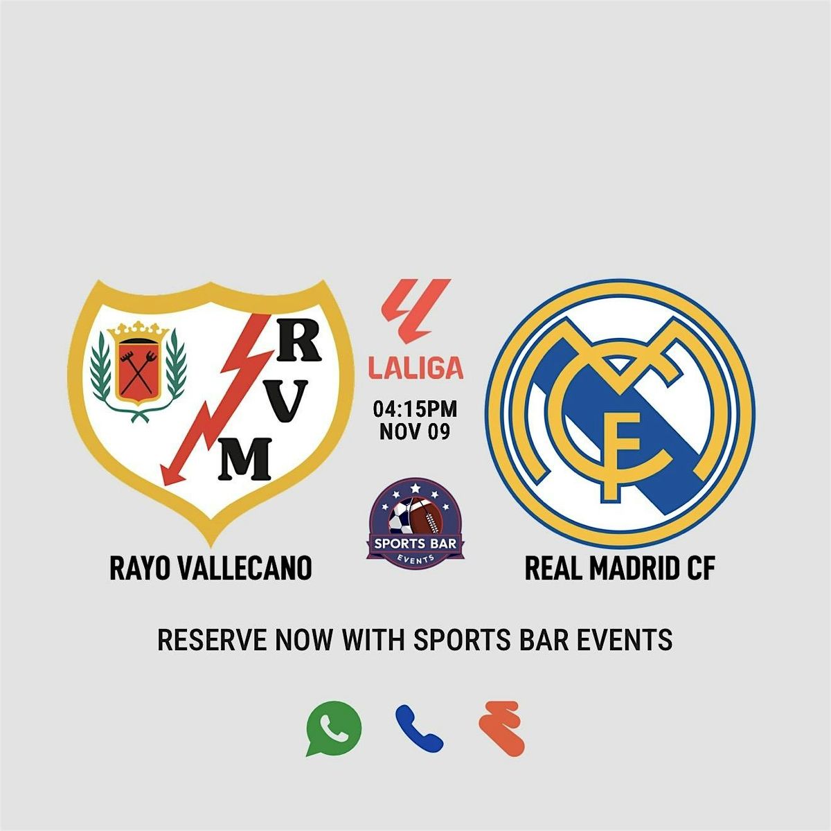Rayo Vallecano v Real Madrid [LaLiga] - La Latina | Sports Pub Madrid
