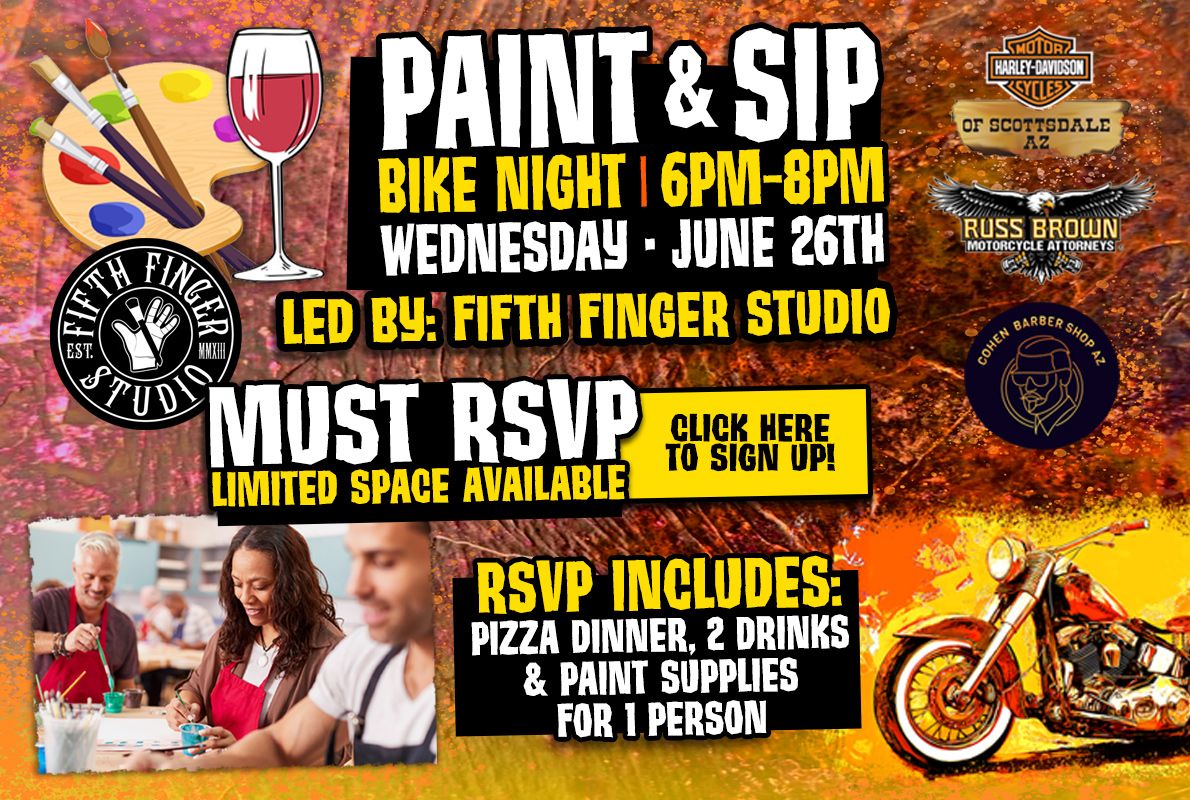 Paint & Sip Bike Night | WEDNESDAY | JUNE 26TH