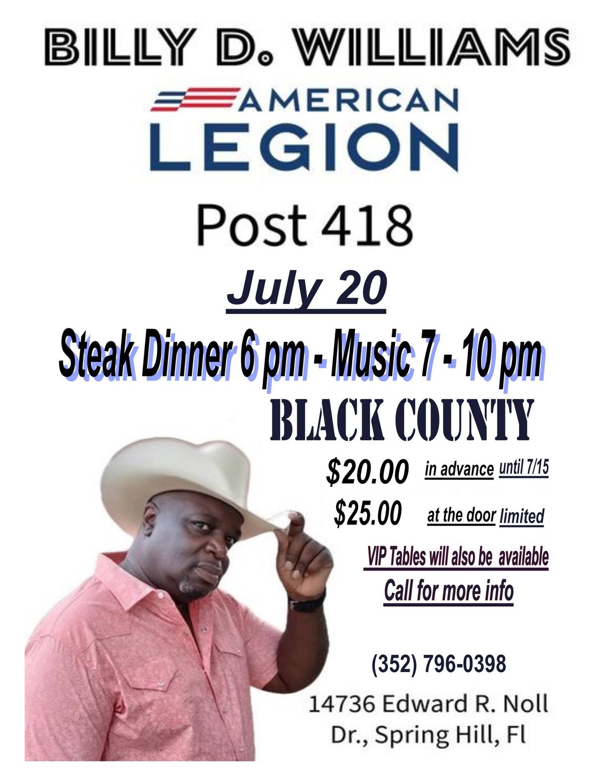 Steak Dinner and County Music by Billy D. Williams