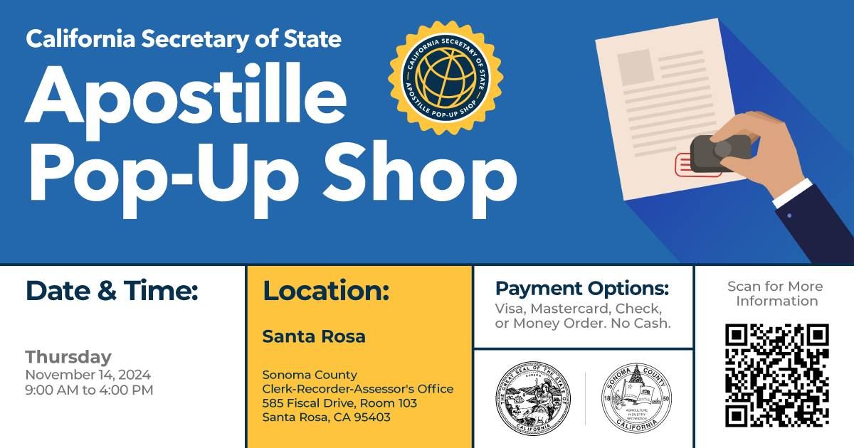 Santa Rosa Apostille Pop-Up Shop