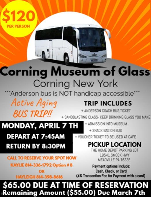 Corning Museum of Glass Bus Trip