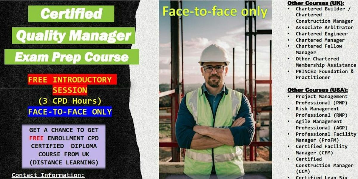 Certified Quality Manager Exam Preparation Course Introduction