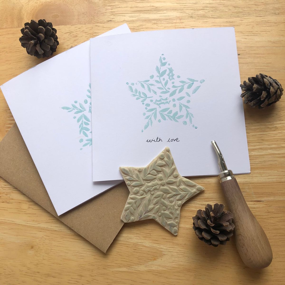 Lino print your own Christmas cards 