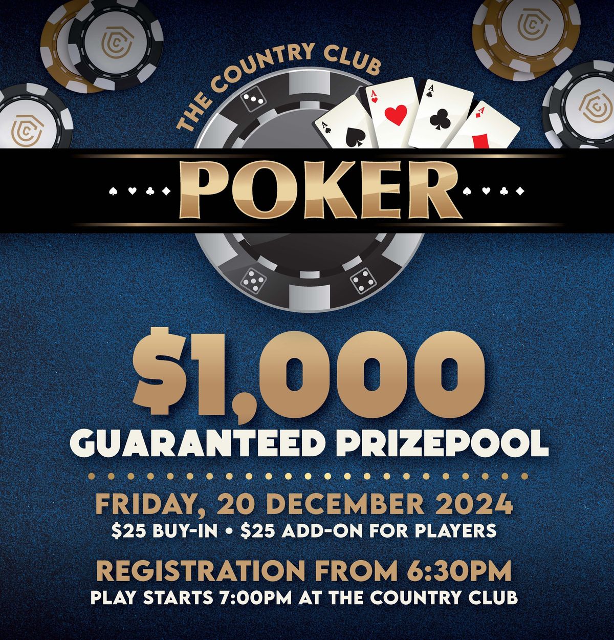 $1,000 Guaranteed Poker & The Country Club