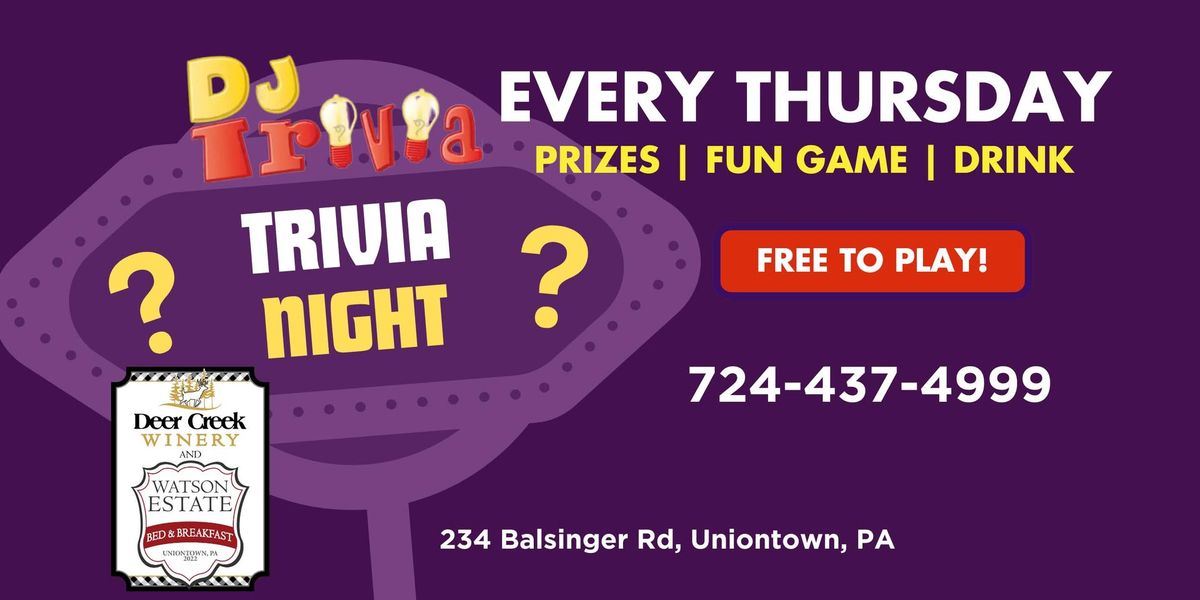 Trivia Night every Thursday! 6:30-8:30pm