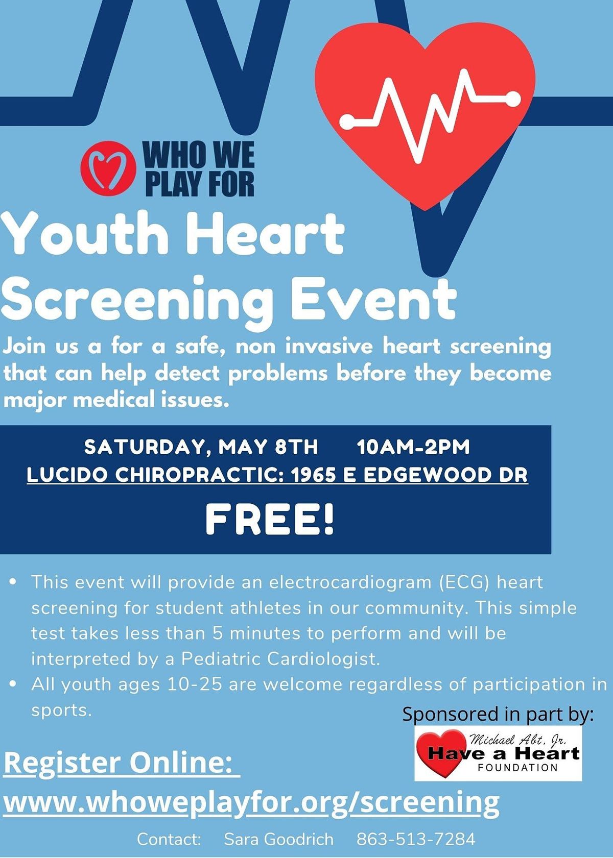 Free Youth Heart Screening Event Lucido Chiropractor Lakeland 8 May 2021