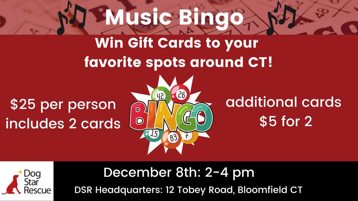 Music Bingo benefitting Dog Star Rescue