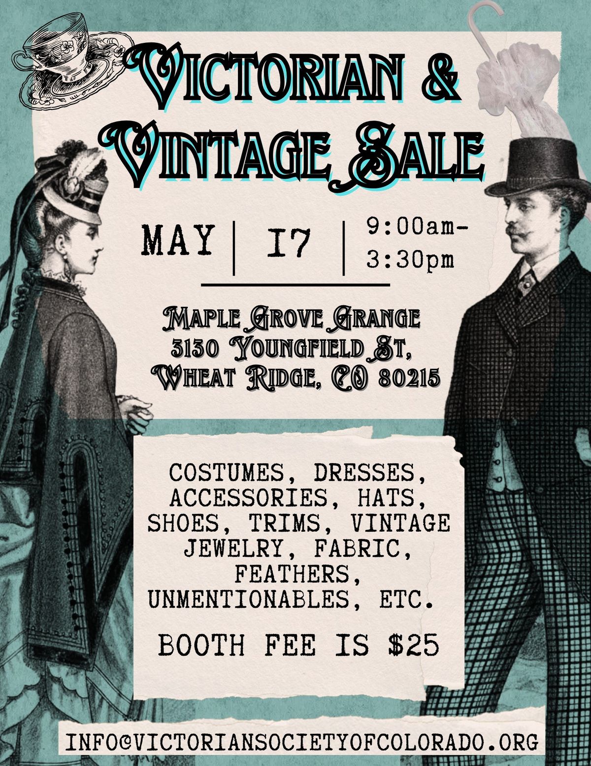 Victorian and Vintage Sale; Clothing, Accessories, Household items, Books, Fabric & more! 