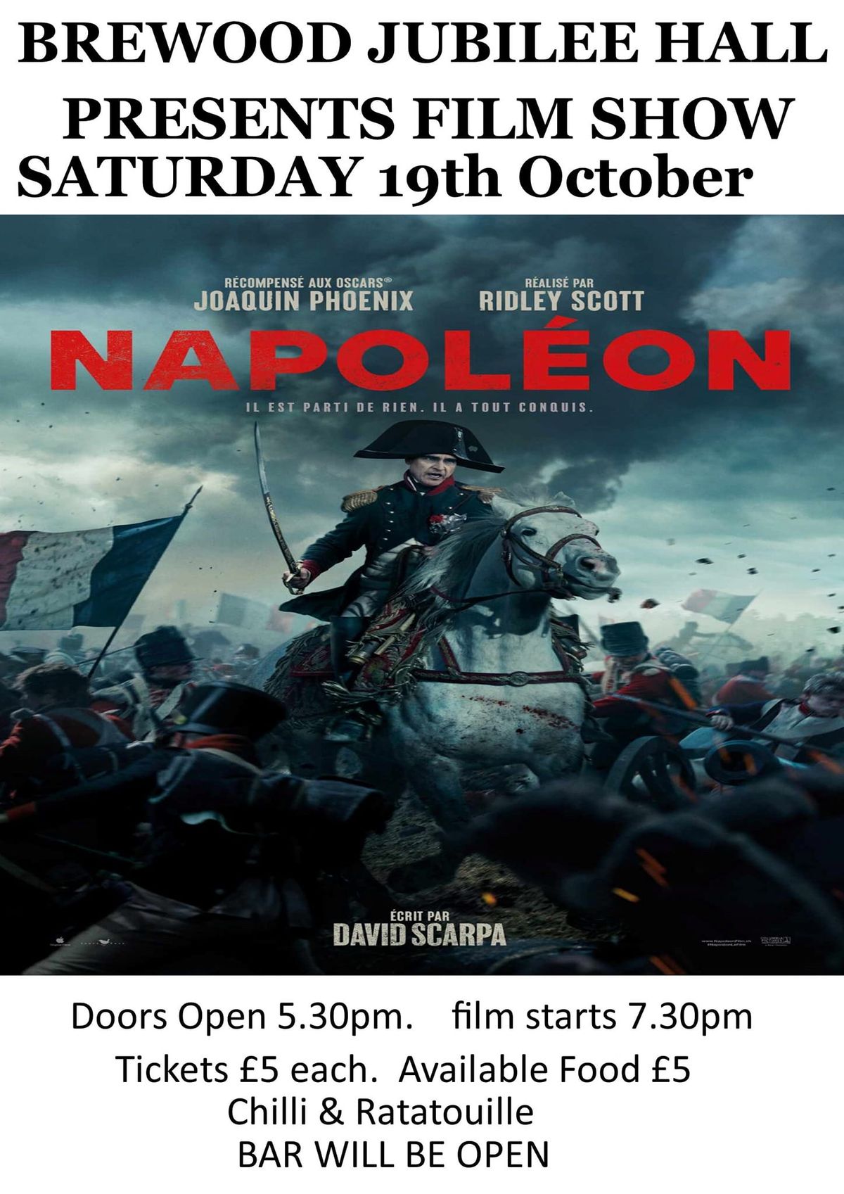 Jubilee Hall presents film show Napoleon 