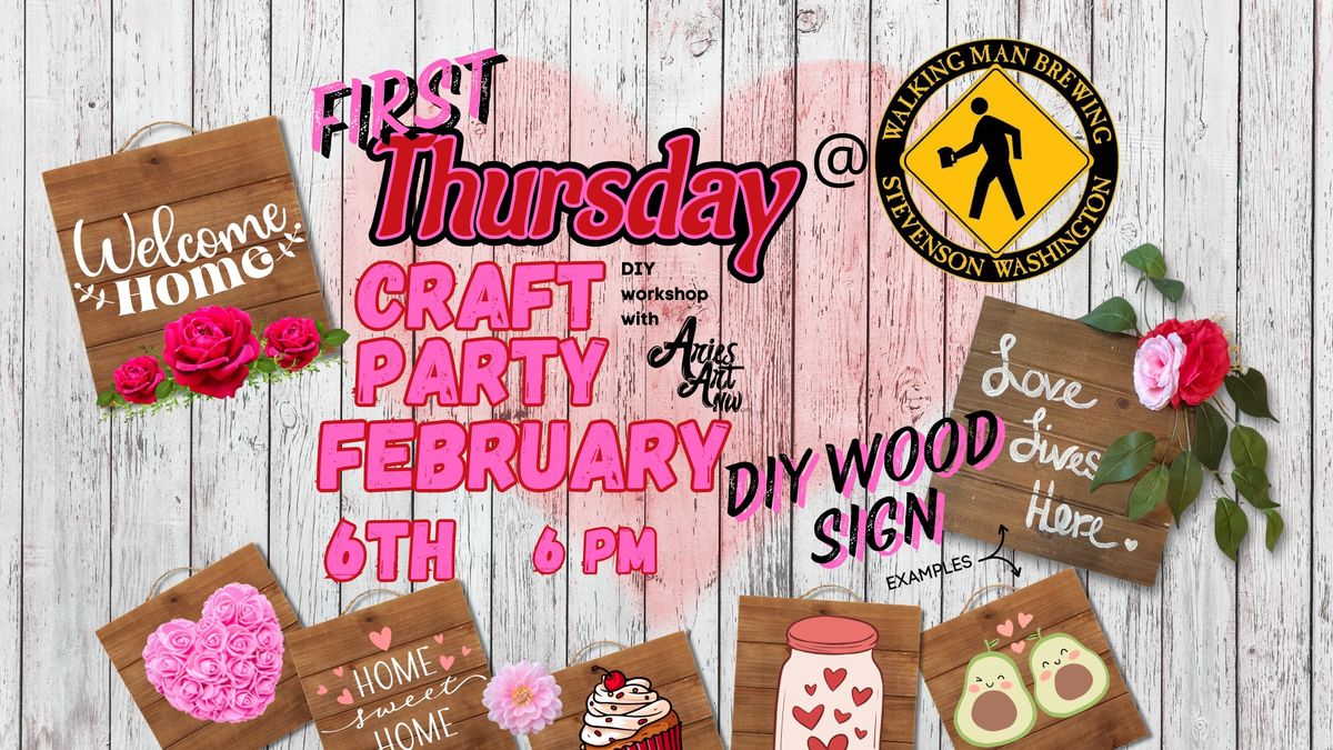 DIY Wood Sign | First Thursday Arts & Crafts night @ Walking Man Brewing