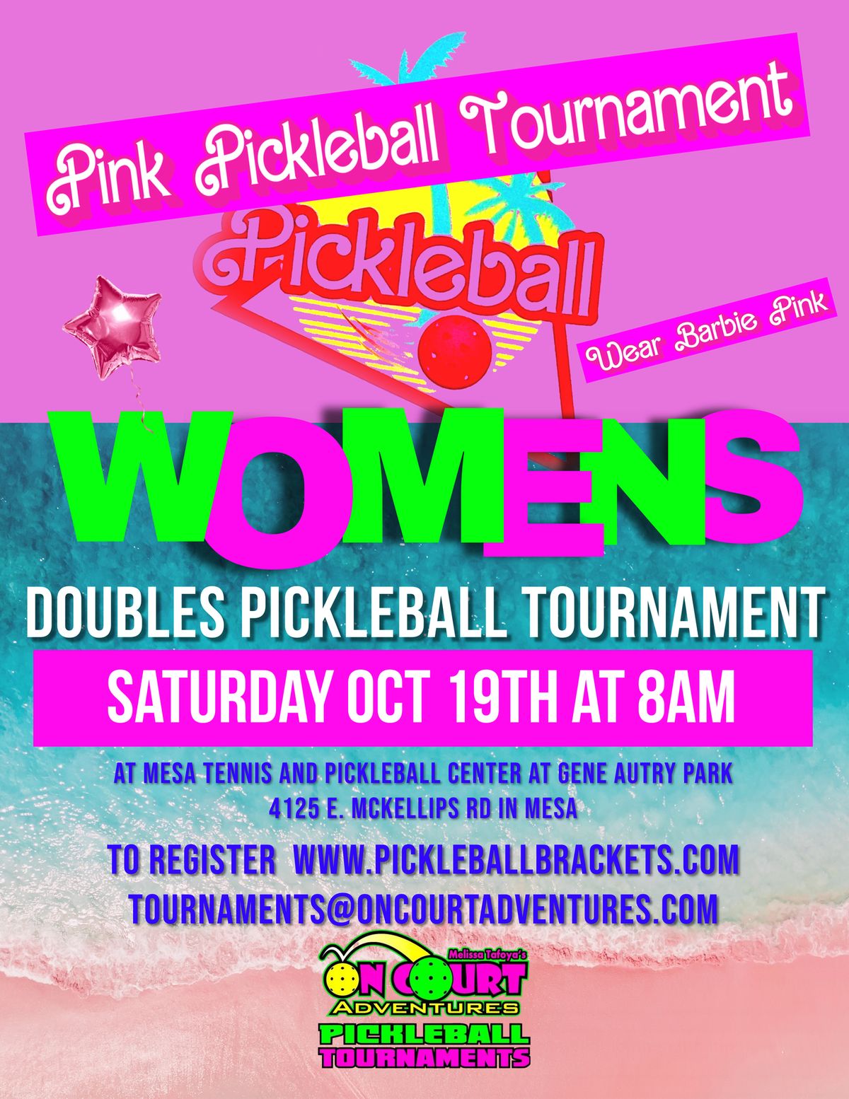 On Court Adventures BARBIE PINK Women's Doubles Pickleball Tournament