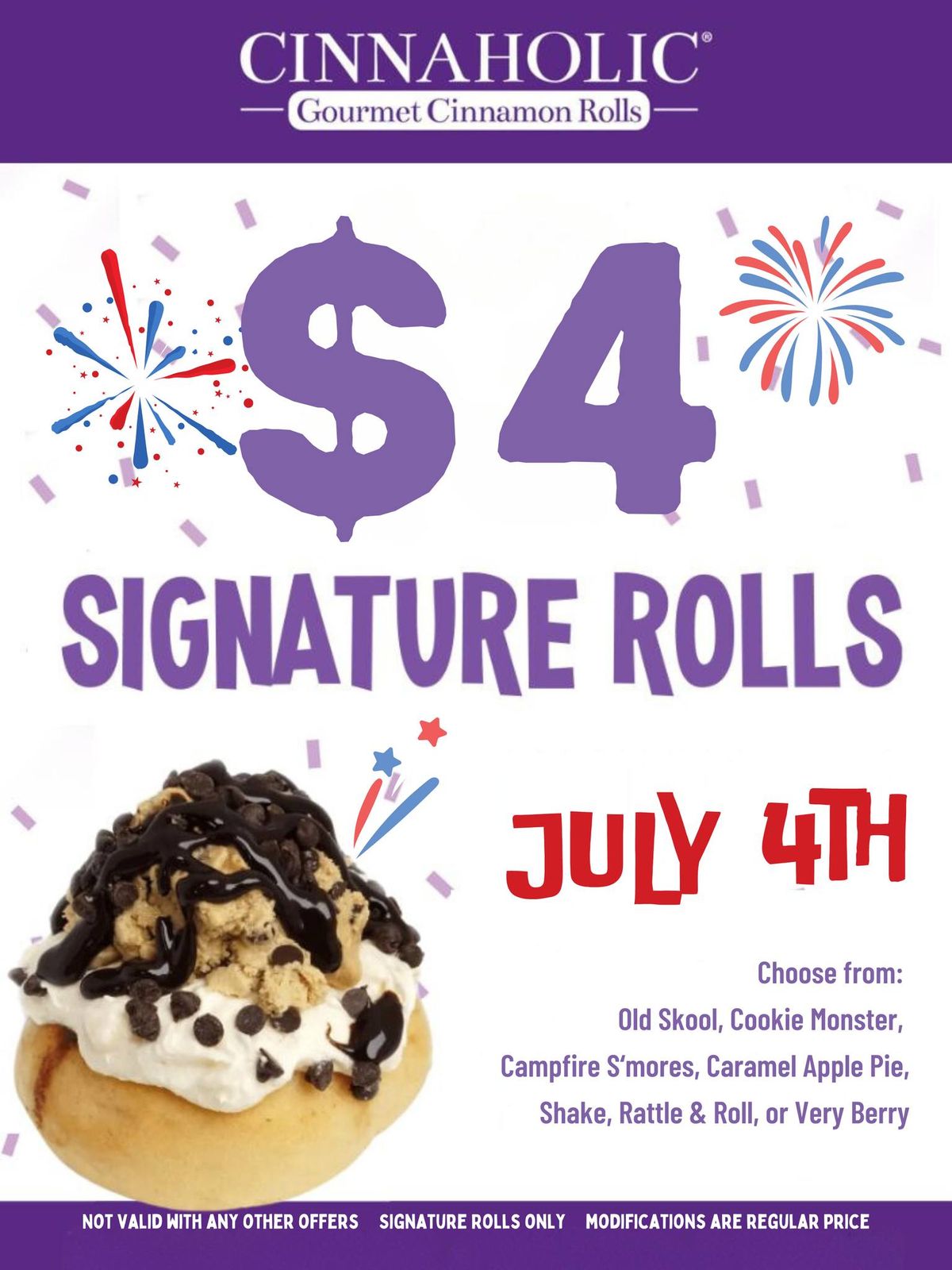 $4 Signature Rolls on July 4th