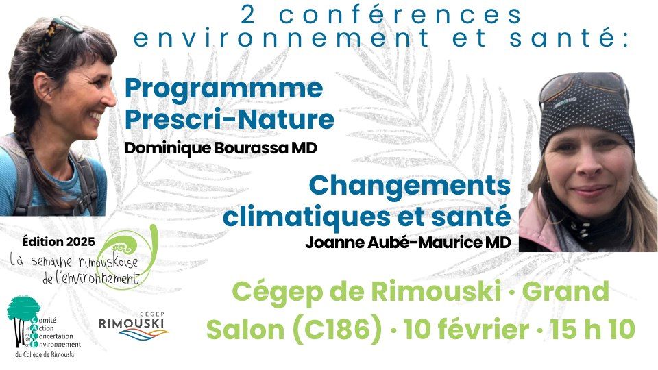 Conf\u00e9rences \u00ab Environnement et sant\u00e9 \u00bb