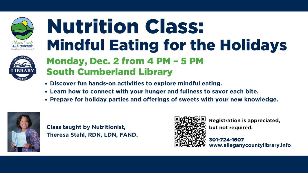 Nutrition Class: Mindful Eating for the Holidays at South Cumberland Library