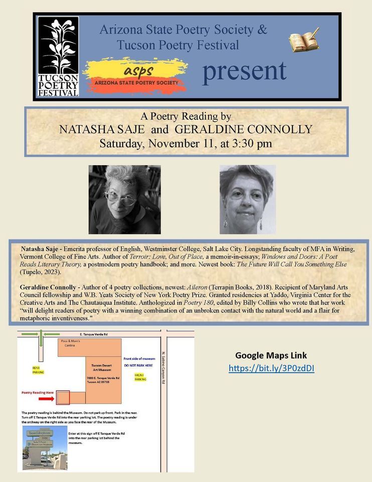 Natasha Saje and Geraldine Connolly Poetry Reading