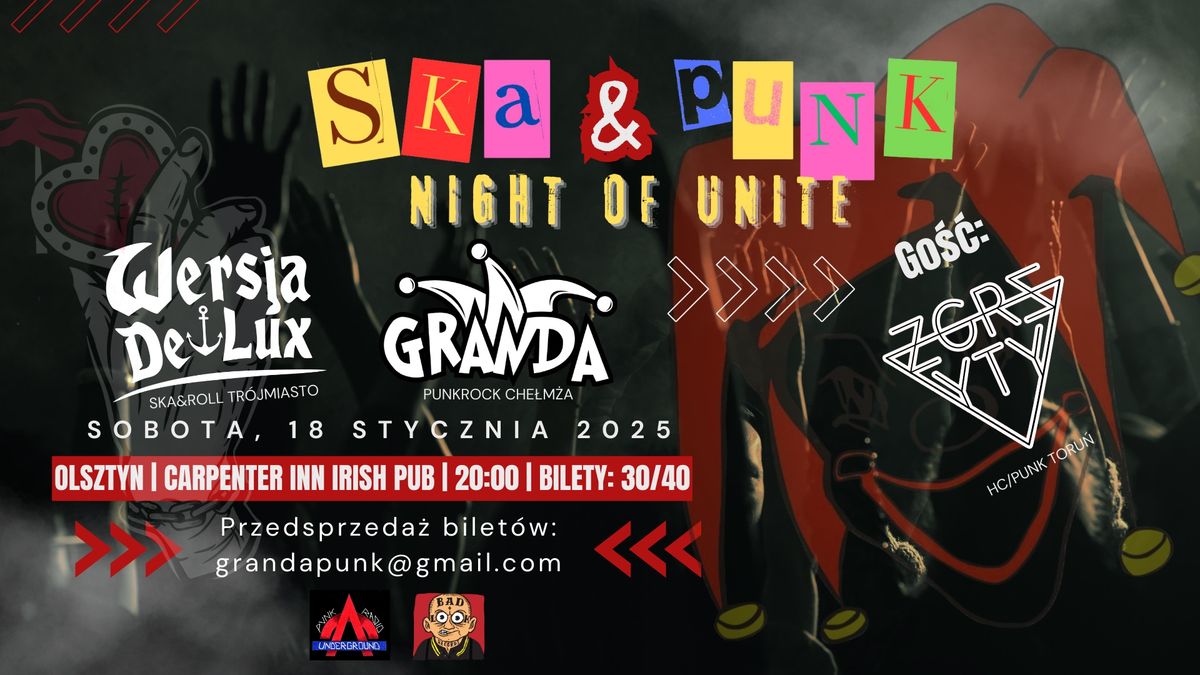 Koncert Olsztyn: Granda | Wersja De Lux | Zgrzyty || Ska & Punk Night of Unite